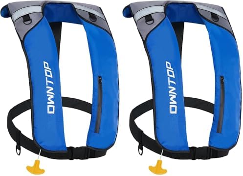 Owntop Manual Inflatable Swim Jacket, D-Ring Attachment, Storage Pocket with Zipper, 24g CO2 Cylinder Included, Low Profile for Kayak, Fishing, Paddle Sports by Owntop