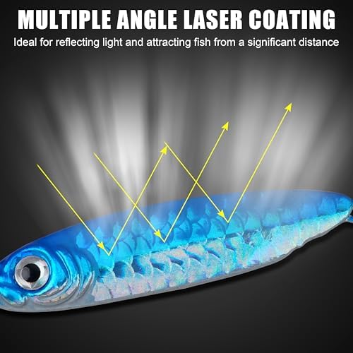 Saltwater Fishing Jigs Metal Jigging Spoon Long Casting Fishing Spoons Lures Jigging Fishing Lures Sinking Metal Spoon Vertical Slow Pitch Jigs with Assist Hook for Bass Salmon Trout - Image 4