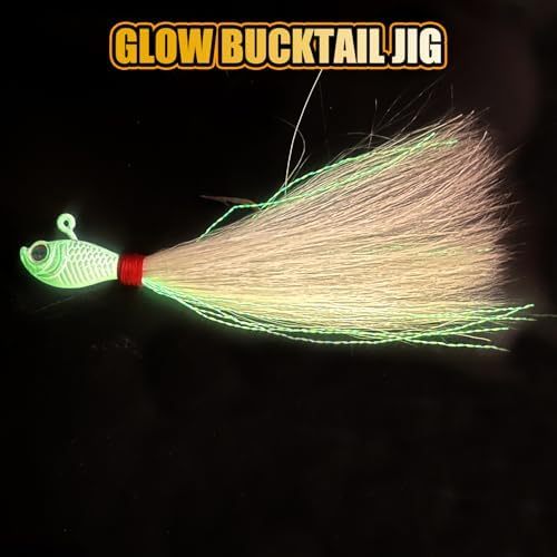 Bucktail Jigs, Realistic Hair Jig Fishing Lure with Single Hook, Bucktail Swimbait Jig for Bass Striper Walleye Flounder 1/4oz, 1/2oz, 1oz, 2oz - Image 6