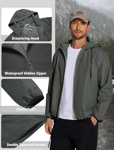 COOFANDY Men's Light Rain Jacket Packable Waterproof Raincoat Windbreaker - Image 4
