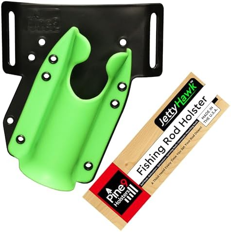 JettyHawk Fishing Rod Hip Holster, Hands-Free Quick-Draw Holder, Fits 1.5-2" Pole, for Spinning, Baitcaster, Centerpin & Surf Rods, Wading & MOLLE Belts by Pine9Holsters
