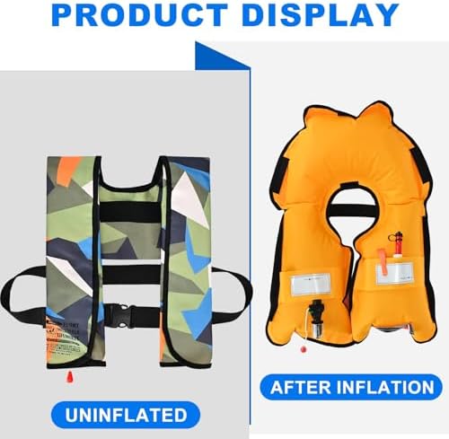 2-Pack Adult Automatic Inflatable PFD Jacket, Adjustable and Lightweight Water Sports Vest for Kayak SUP Paddleboarding Boating Sailing Fishing (Buoyancy is Greater Than 150 N) - Image 3
