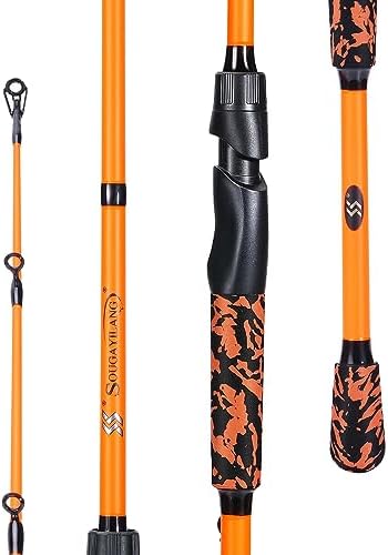 Sougayilang IM7 Graphite Fishing Rod – 2-Piece Casting & Spinning, Medium/Medium Heavy Power, Stainless Steel Guides with Zirconium Rings, EVA Handle & Hook Keeper for Bass, Trout, Walleye, Catfish by Sougayilang
