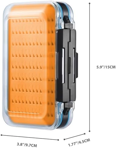 Gonex Fly Boxes for Fly Fishing Jig Boxes Two-Sided Waterproof Lightweight Fly Fishing Box Easy Grip Transparent Lid Fly Fishing Lures Box, 5.9"x 3.8"x 1.77", Orange - Image 4