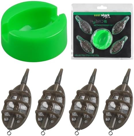 Carp Fishing Method Feeder Set, 4 Inline Method Feeders with 1 Quick Release Mould Carp Fishing Feeder Carp Fishing Equipment for Coarse Fishing & Efficient Baiting Tool Accessories by OROOTL