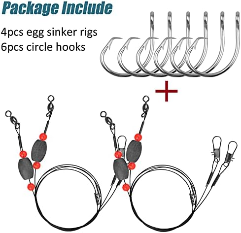 Saltwater Grouper Rigs Carolina & Bottom Surf Fishing Rigs with Egg Sinkers, Circle Hooks for Catfish Redfish Grouper Halibut Striper - Image 6