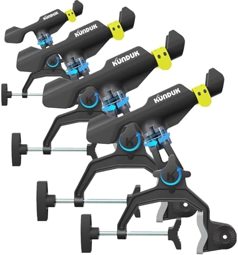 Upgraded Fishing Rod Holder with Button-Lock 360° Dual Rotation,Universal Silicone Strap & Enlarged V-Clamp Fits Round/Square Tubes,Secure Adjustable Boat Fishing Gear for All Rod by Unknown