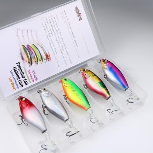 EXAURAFELIS Topwater Buzz Lure, Floating Rotating Tail Fishing Lure, Surface Noisy Hard Bait, Artificial Segmented Bait for Bass, Pike, Trout, Freshwater Saltwater Angling Tackle - Image 2