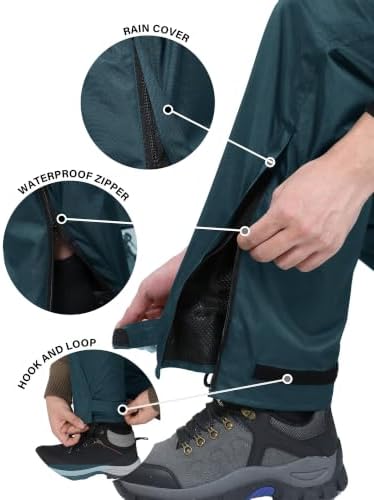 iCreek Men's Rain Pants Waterproof Breathable Lightweight Rain Over Pants - Image 5