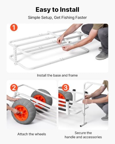 VEVOR Beach Fishing Cart, 350 lbs Load Capacity, Fishing Cart Wagon with Heavy-Duty Aluminum Alloy Frame, 16.5 in All-Terrain PU Balloon Tires, 8 Rod Holders, for Outdoor Activities Camping Picnic - Image 7