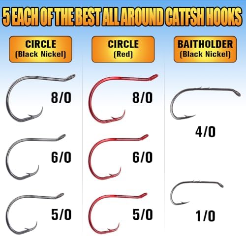 Catfish Hook Set Offset Octopus Circle & Baitholder Hooks 100-Pack Assorted Sizes 8/0 to 2/0 –Fishing Accessories - Image 2
