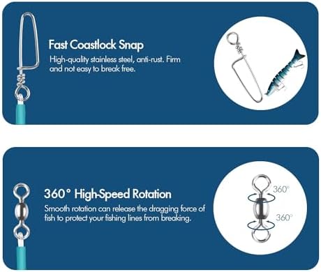 Fluorocarbon Fishing Leader Line with Swivels Snap Kits Connect Tackle Lures Rig or Hooks, High Strength Tooth Proof Fishing Leader Line for Saltwater Freshwater - Image 5