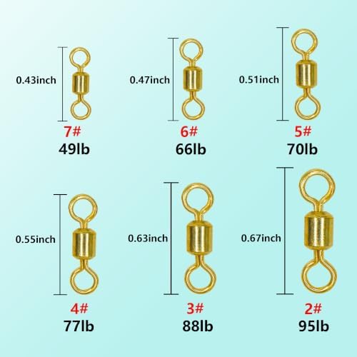 Fishing Barrel Swivels Kit, 300pcs Stainless Steel Rolling Bearing Snap Connector for Saltwater Freshwater Fishing#2#3#4#5#6#7 - Image 5