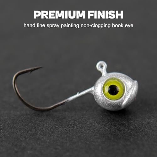 40-Pack Crappie Jig Heads for Fishing - 5 Colors Kit for Panfish, Walleye, Bass 1/32, 1/16, 1/8oz - Image 2