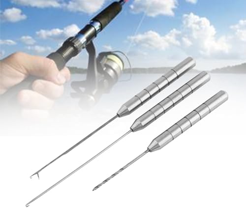 3Pcs Fishing Bait Needle Set, Aluminum Alloy Baiting Needle Tool, 3 in 1 Fish Rigging Needles, Portable Fishing Baiting Needles for Fish Preparation, Making Rigs, Sliver - Image 5