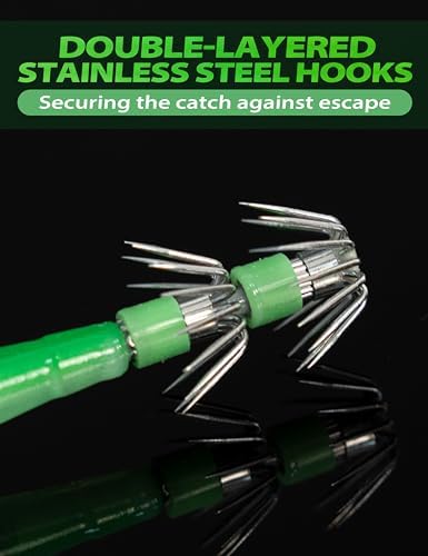 BLUEWING Fishing Squid Jig Hooks Double-Layered Stainless Steel, Fish Lure Baits for Freshwater and Saltwater - Image 4