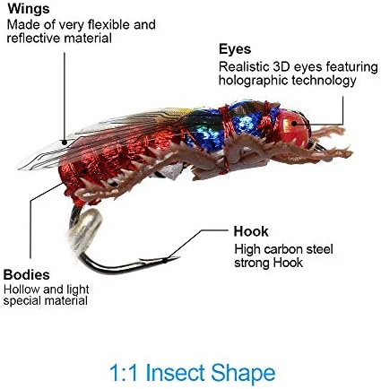 YZD Fly Fishing Flies Realistic Dry Wet Nymph Trout Flies Hand Tie Lures Kits 12/26/48 Pcs… - Image 4