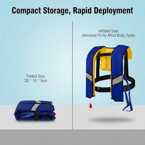 Automatic Inflatable Life Jacket Vest for Adults, Supports up to 330 lbs, with Reflective Strips and Manual Inflation Tube - Image 3