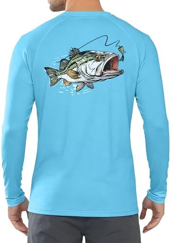 Men's UPF 50+ Sun Fishing Shirt, Long Sleeve UV Protection Tee, Quick Dry Rash Guard for Outdoor Swim Hiking - Image 3