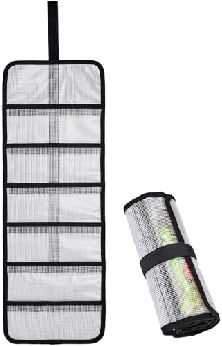 Roll Up Fishing Lure Wraps Set-Durable Lure Bag 6 Pocket PVC Protective Cover Saltwater Hook Covers Fabric Lure Protector Trolling Lure Tackle Box by MOPHOEXII