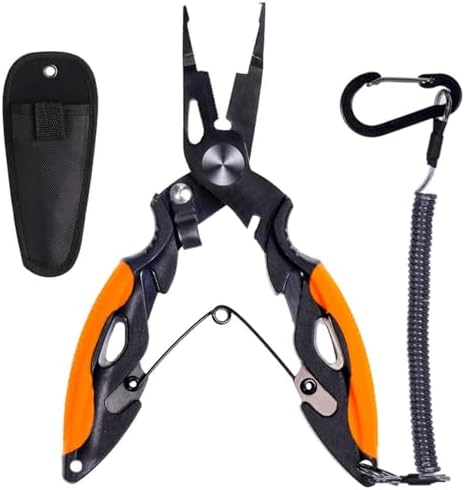 Titanium Coated Micro Fishing Pliers Precision Split Ring Pliers for Ultralight Fishing with Storage Pouch & Lanyard Orange by Unknown