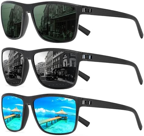 Square Polarized Sunglasses for Men and Women Lightweight Frame Sun Glasses with UV Protection by TURBOPEP