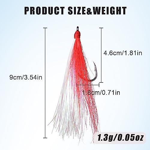 Fishing Bucktail Teaser Hooks,5pcs Saltwater Fishing Jig Teaser Lures with Carbon Steel Hooks Crystal Flash Flounder Rigs for Salmon Trout Sea Bass Steelhead - Image 3