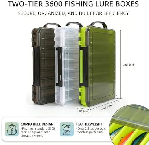 Fishing Tackle Boxes Lure Organizer: 2 Packs Hard Bait Storage Box - Double Sided Fishing Lure Case with 14 Compartments Container (White, L) - Image 2