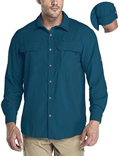33,000ft Men's Long Sleeve Sun Protection Shirt UPF 50+ UV Quick Dry Cooling Fishing Shirts for Travel Safari Camping Hiking by 33000ft