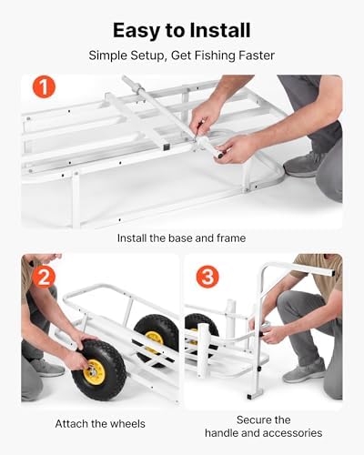 VEVOR Beach Fishing Cart, 200 lbs Load Capacity, Fishing Cart Wagon with Heavy-Duty Carbon Steel Frame, 11 in All-Terrain Tires, 7 Rod Holders, Easy to Clean, for Outdoor Activities Camping Picnic - Image 6