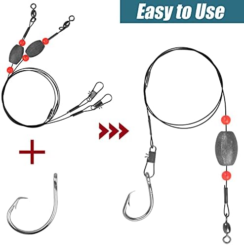Saltwater Grouper Rigs Carolina & Bottom Surf Fishing Rigs with Egg Sinkers, Circle Hooks for Catfish Redfish Grouper Halibut Striper - Image 2