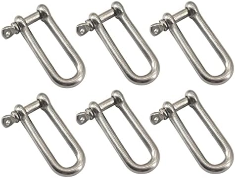 M6 Long D Ring Shackle 304 Stainless Steel Anchor Shackle with Screw Pin for Material Handling,Rigging Accessories,Connecting Chains and Ropes (Pack of 6) by Zerniple