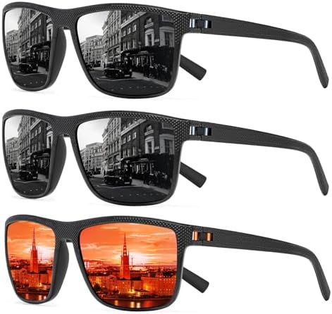 Square Polarized Sunglasses for Men and Women Lightweight Frame Sun Glasses with UV Protection by TURBOPEP