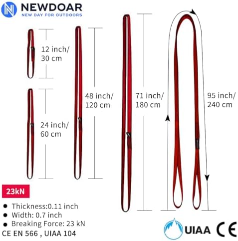 NewDoar 16mm Climbing Sling UIAA CE Certified,23KN EN566 Certified,Climbing Utility Cord Rock Climbing,Creating Anchors System,Rappelling Gear,Perfect for Tree Work - Image 3