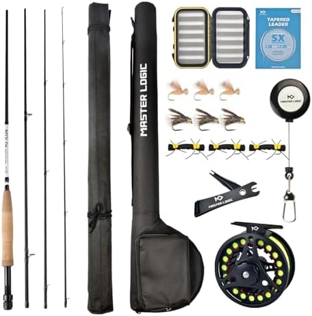 Fly Fishing Combo Starter Kit, Graphite Rod and Reel with Case by MASTERLOGIC