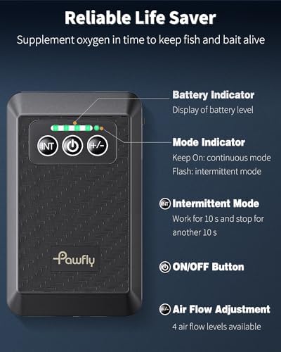 Pawfly Ultra Quiet Live Bait Aerator USB Rechargeable Battery Air Pump for 5-100 Gallon Bait Bucket Portable Battery Powered Oxygen Pump for Outdoor Fishing Power Outage and Fish Transportation - Image 3