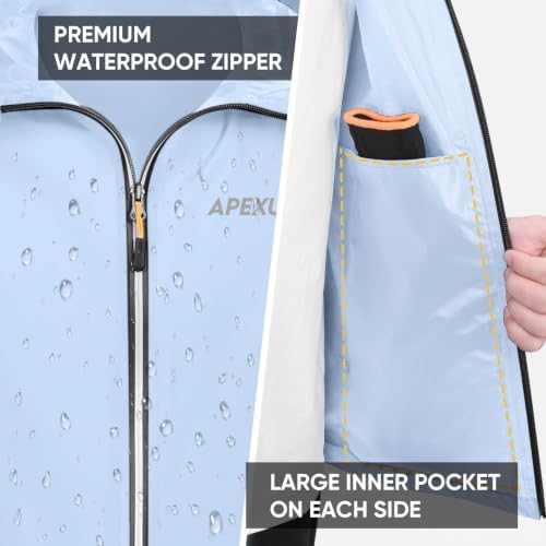 APEXUP Packable Rain Jacket Men Waterproof Lightweight Raincoat with Hood - Image 5