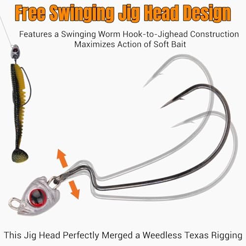 Vivid Fish Eyes Weedless Jig Heads, 15Pcs Swinging Bass Jig Head - Image 4