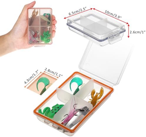 JUXYES Plastic Small Fishing Tackle Box Organizer with 4 Compartments - Image 2