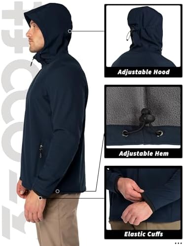 33,000ft Men's Hooded Fleece Lined Rain Shell Jacket Waterproof Lightweight - Image 5