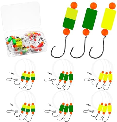 Pompano Rig Saltwater Surf Fishing Rigs – Double Drop Leader Rigs with Hooks, Floats, Beads & Snap – Easy Pre-Tied Terminal Tackle for Pompano, Whiting, Redfish by VipfishFishing