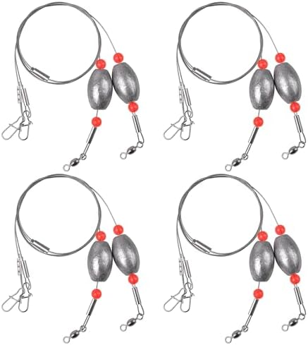 Egg Sinkers Fishing Weight Rigs, 8pcs Stainless Steel Wire Leader Rigs with Sinker Weights Carolina Rig for Flounder Catfish Saltwater Fishing 1/2oz-2oz by OROOTL