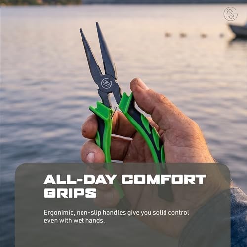 Googan Squad 6 Inch Aluminum Fishing Pliers with Spring Loaded Jaws and Soft Grip Handles for Hook Removal, Line Cutting and Crimping - Image 4