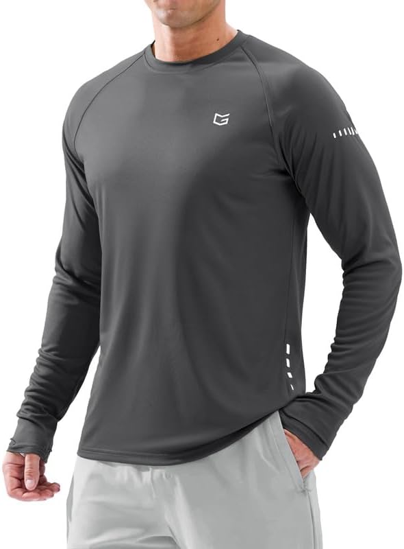 Men's Sun Protection Swim Long Sleeve UPF 50+ Rash Guard Lightweight Shirts by GGradual