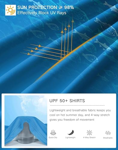 Pudolla Men's Sun Protection Hoodie Shirts UPF 50+ Fishing Hiking Shirt - Image 5