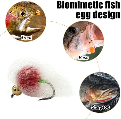 Fly Fishing Flies Kit, 24Pcs Trout & Salmon Eggs Flies Glowing Bug Egg Floating Fly Lure with Storage Box for Bass Trout Salmon Fishing - Image 5