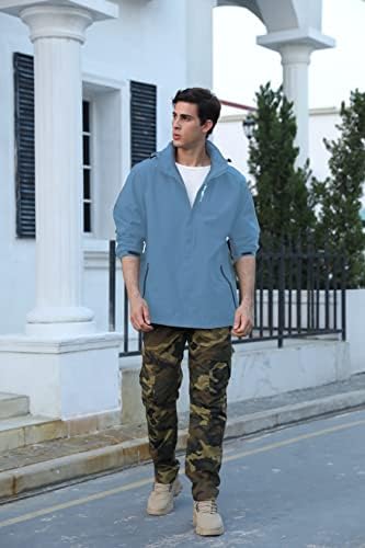 Men's Lightweight Waterproof Rain Jacket,Shell Hooded Outdoor Raincoat Hiking Windbreake jacket - Image 6