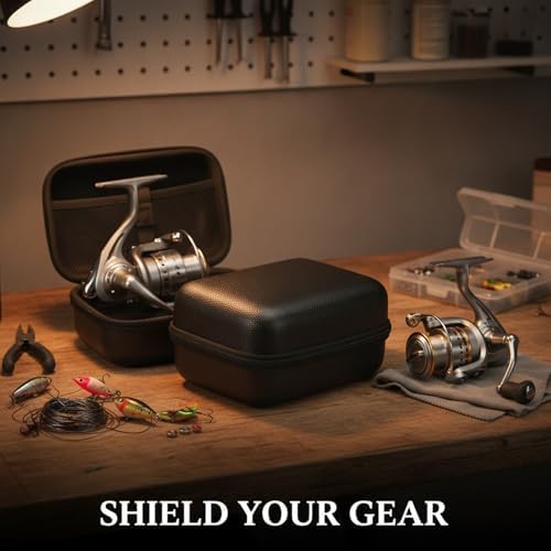Fishing Reel Case, Hard EVA Shell for Spinning and Baitcasting Reels, Rigid Storage Cover for Tackle Box and Travel (1 PC) - Image 3