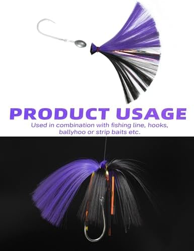 BLUEWING Sea Trolling Lures with Lead Head Saltwater Fishing Witches Big Game Ballyhoo Skirt for Tuna, Wahoo, Sailfish, Mahi Mahi 1oz, 2oz, 4oz, 6oz, 8oz - Image 5