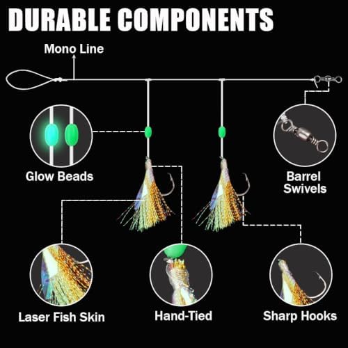 Shaddock Fishing Bait Rigs Saltwater with Sharp Hooks for Flounder Halibut - Image 3